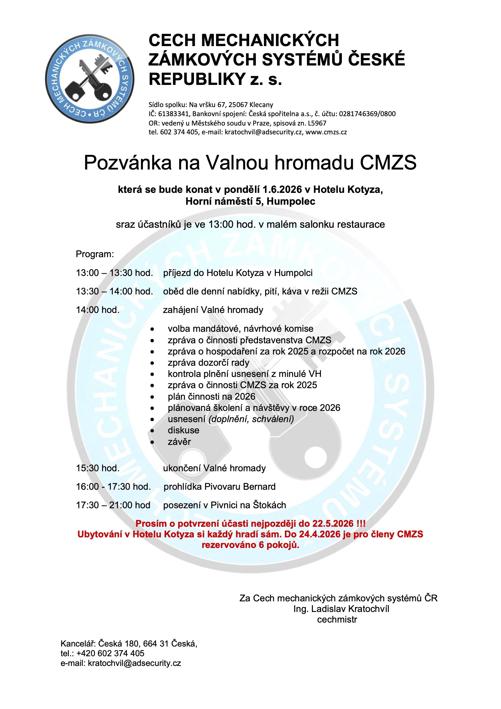 Pozvánka VH Humpolec 1.6.2026